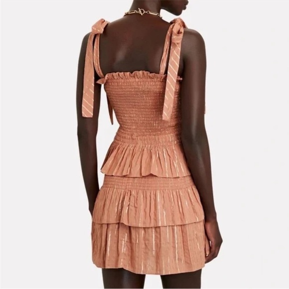 NWOT HOUSE OF HARLOW Corrine Shirred Smocked Mini Dress -Desert Rose - Picture 4 of 7